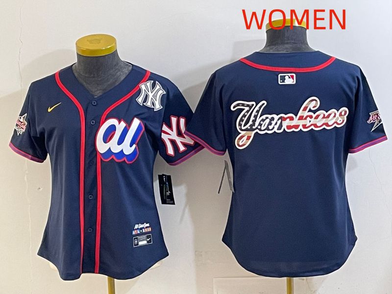 Women 2025 New York Yankees Blank Drak Blue All star Nike MLB Jersey style 06